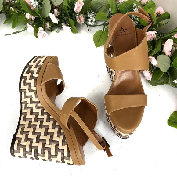 Aquatalia Shoes - Aquatalia cognac wedge sandal size 8.5 (Stant)